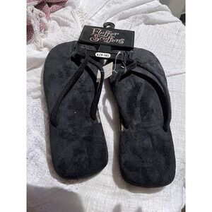 NOS Vintage FLUFFER SCUFFERS Beach flip-flops BLACK 9-10